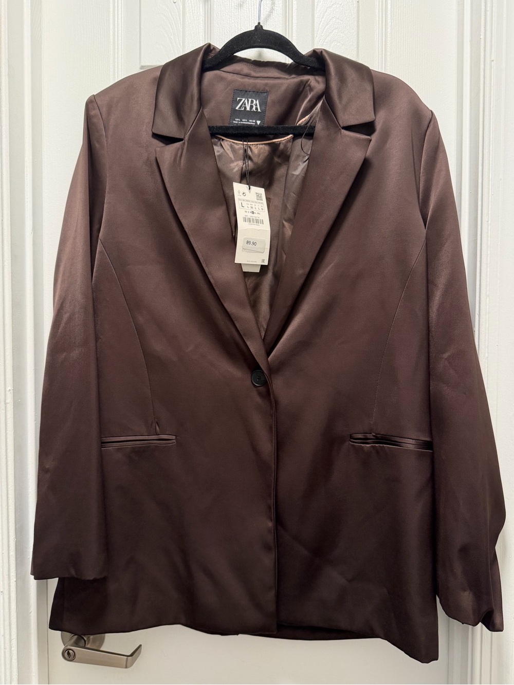 Zara Women's Brown Satin Blazer with a defect (see the last pic)
